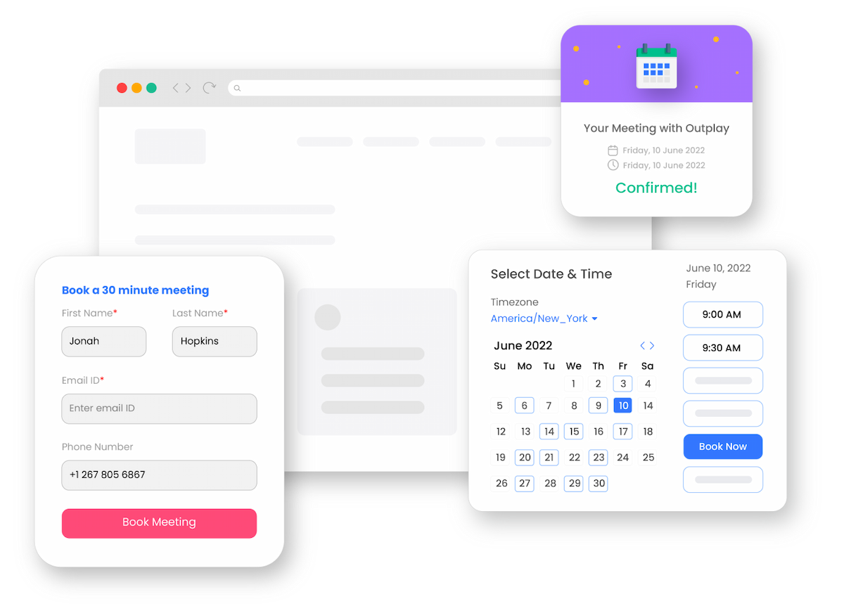 Embed calendar on a website with Outplay’s meeting scheduler