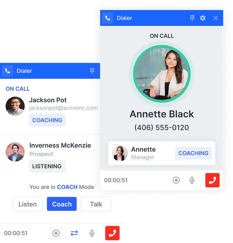 Coach sales team using Outplay’s sales calling software