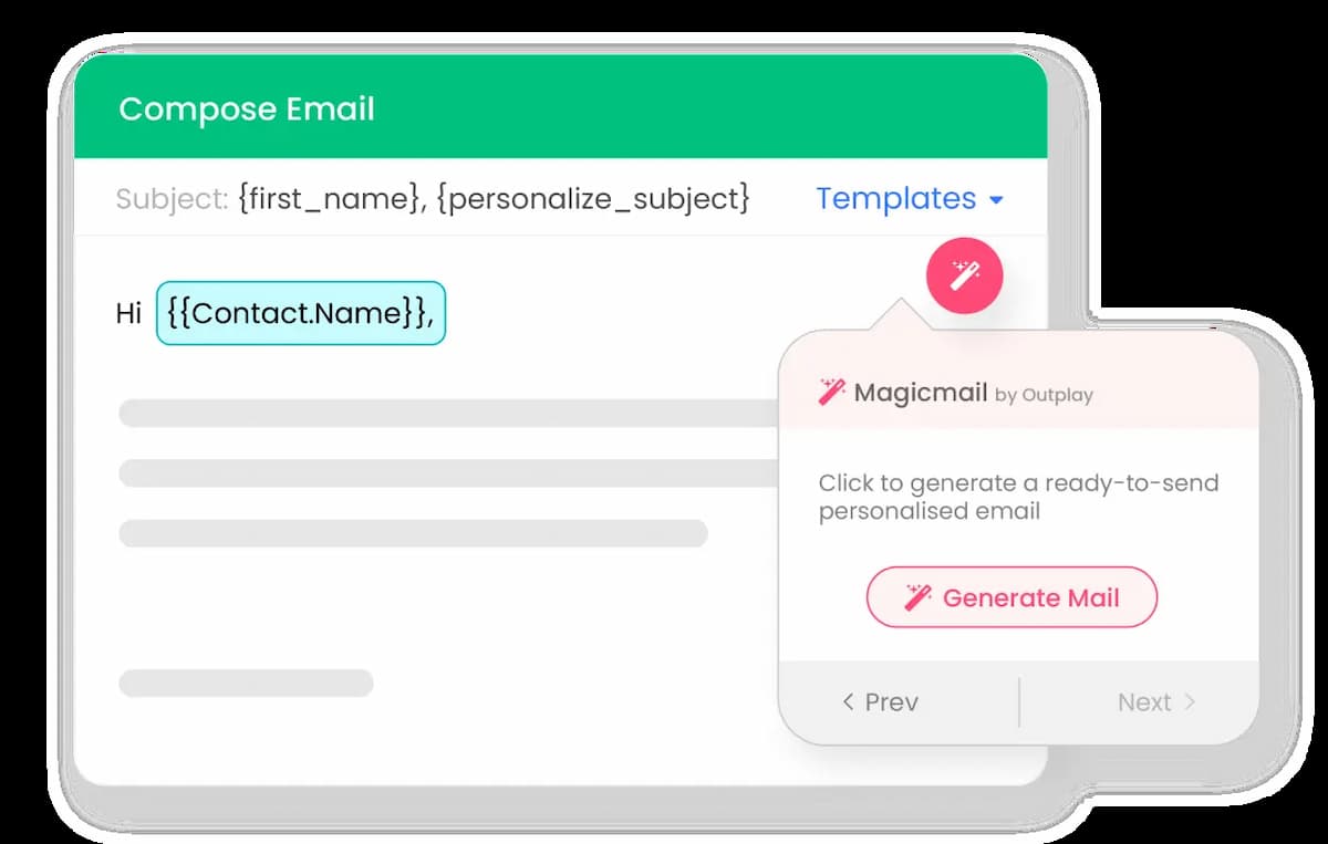 Draft sales emails using Outplay AI email writer